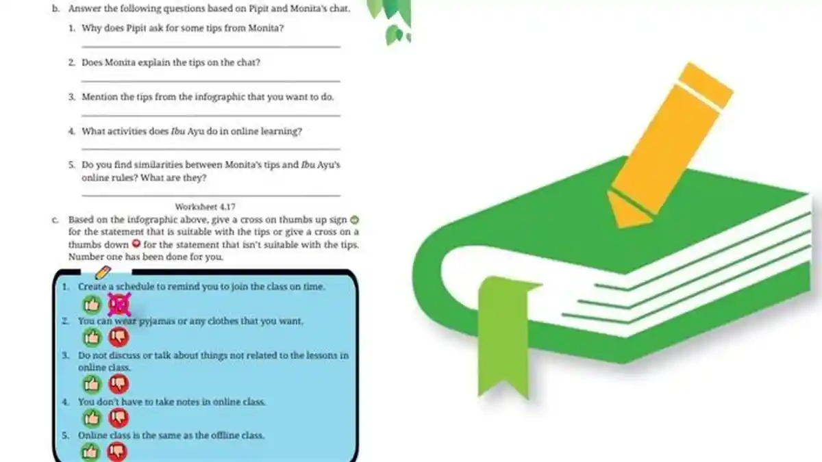 Kunci Jawaban Bahasa Inggris Kelas 7 SMP Halaman 177 Kurikulum Merdeka, Worksheet 4.17 dan 4.18