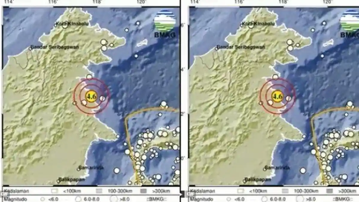 Info Gempa Magnitudo 4.6 di Kalimantan Utara, Dirasakan Warga di Berau, Tanjung Selor dan di Tarakan
