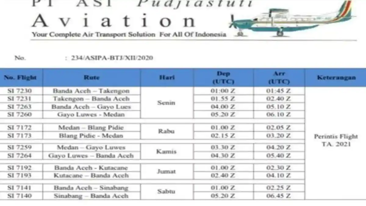 Catat, Ini Jadwal Penerbangan Pesawat Susi Air Medan-Aceh