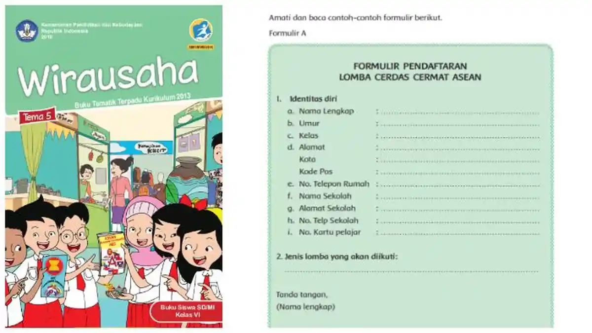 Kunci Jawaban Tema 5 Kelas 6 Halaman 11 12 13 14 K13, Formulir Pendaftaran