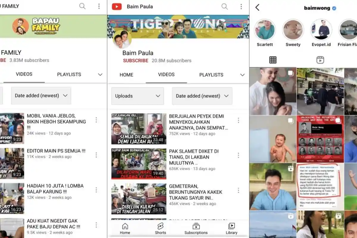 Semua Kran Uang Baim Wong dan Paula Tersendat Gegara Prank KDRT, Akun IG dan Youtube Setop Tayang