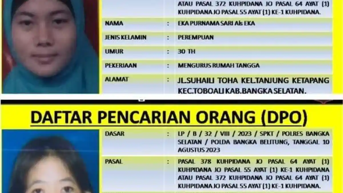 Dua Emak di Bangka Selatan Jadi Buronan Polisi, Ini Kasusnya
