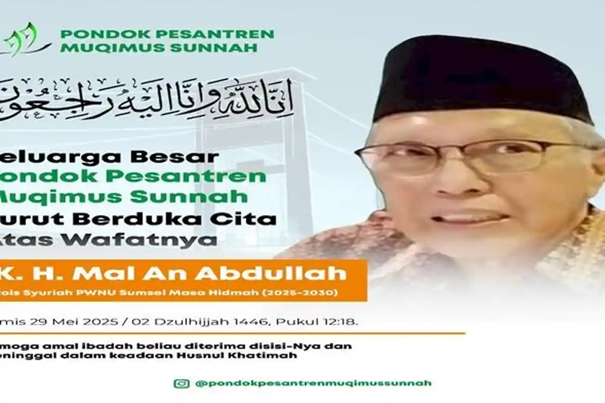 Rois Syuriah PWNU Sumsel KH Mal An Abdullah Berpulang, Dikenang sebagai Ulama Bersahaja dan Pemikir