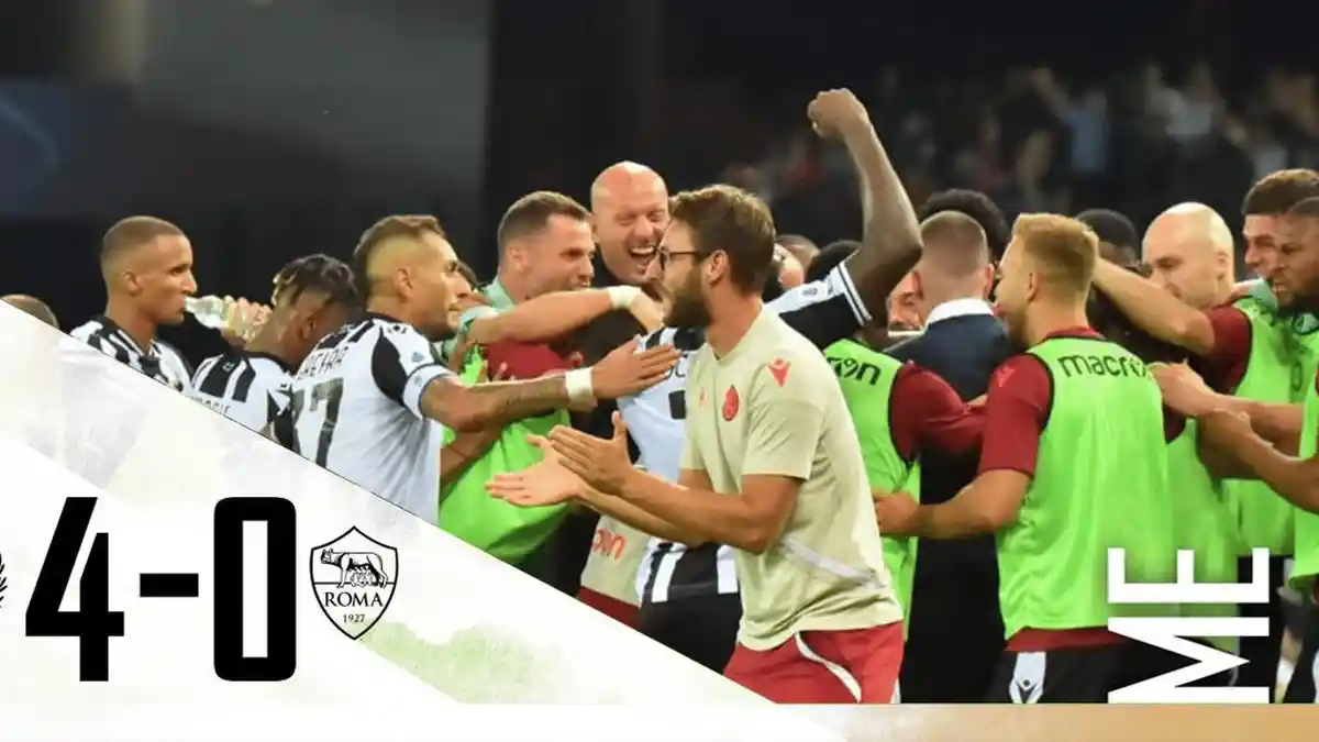 Hasil Udinese vs AS Roma, Kebobolan 4 Gol, Jose Mourinho Kartu Kuning, AS Roma Kalah