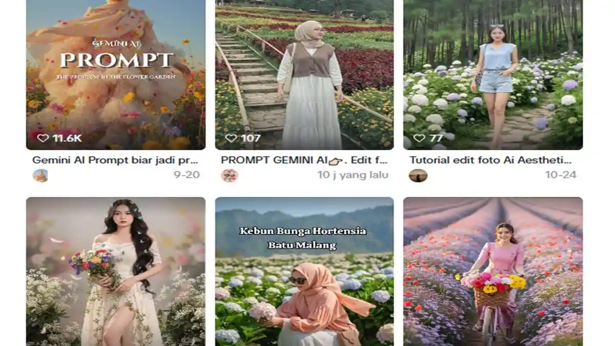10 Teks Prompt Gemini AI Edit Foto di Taman Bunga, Viral di TikTok