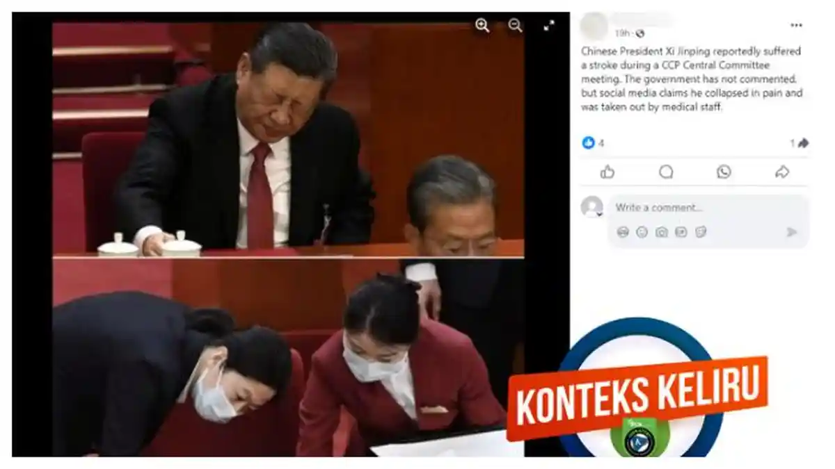 Cek Fakta: Presiden China Xi Jinping Kena Stroke saat Rapat Komite