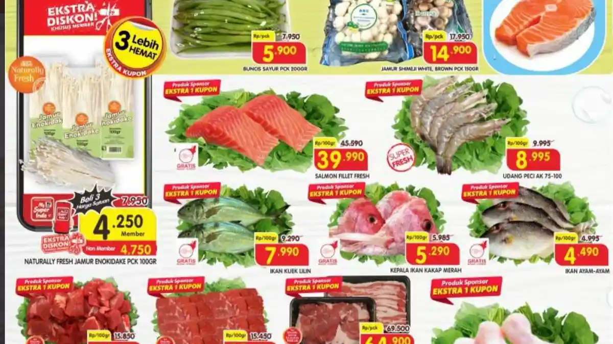 PROMO Superindo Hari Ini 10 Juli 2023 DISKON Besar, Jamur Enoki Rp4.250 Salmon Fillet Cuma Rp39.990