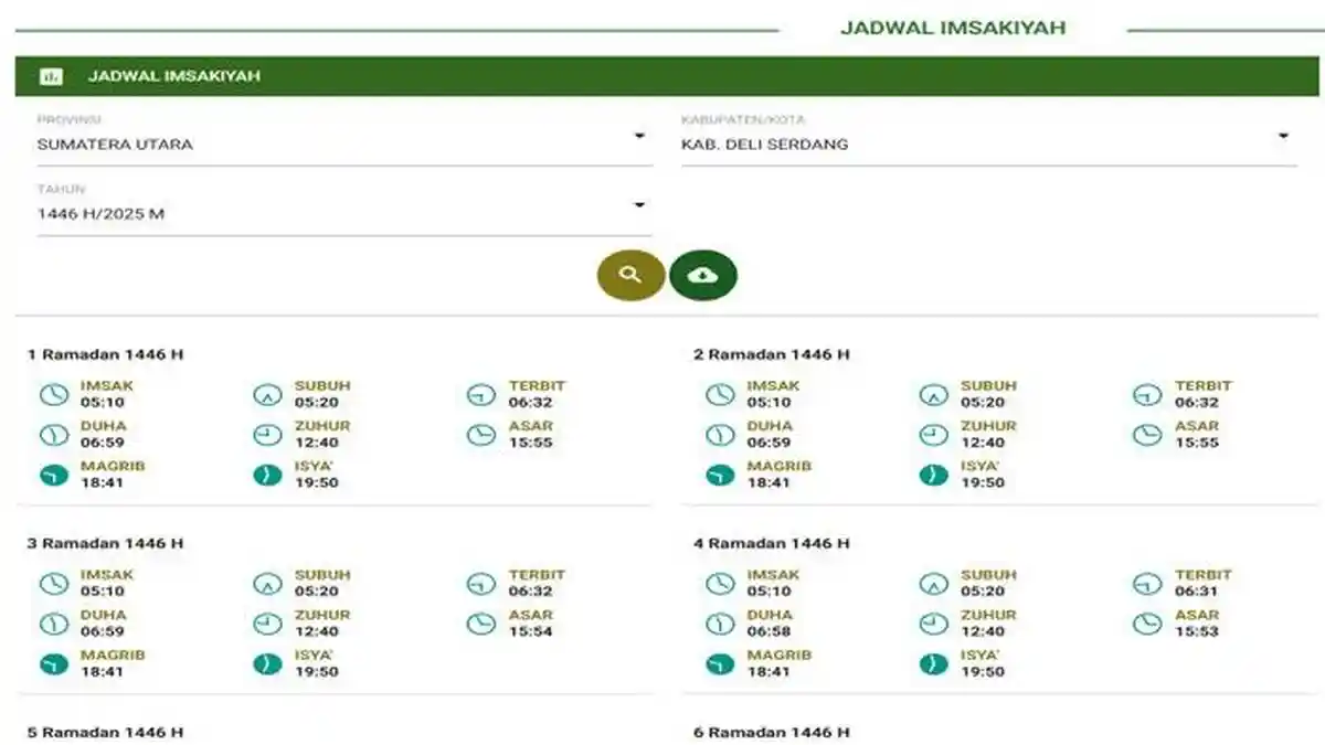 Jadwal Imsakiyah Ramadan 2025 Deli Serdang Sebulan Penuh Resmi dari Kementerian Agama