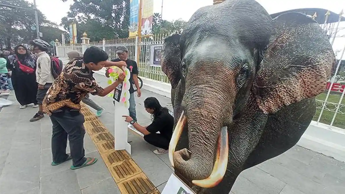 Poster Gajah Rahman yang Mati Diracun Curi Perhatian, Komunitas Ini Gelar Edukasi di CFD Pekanbaru