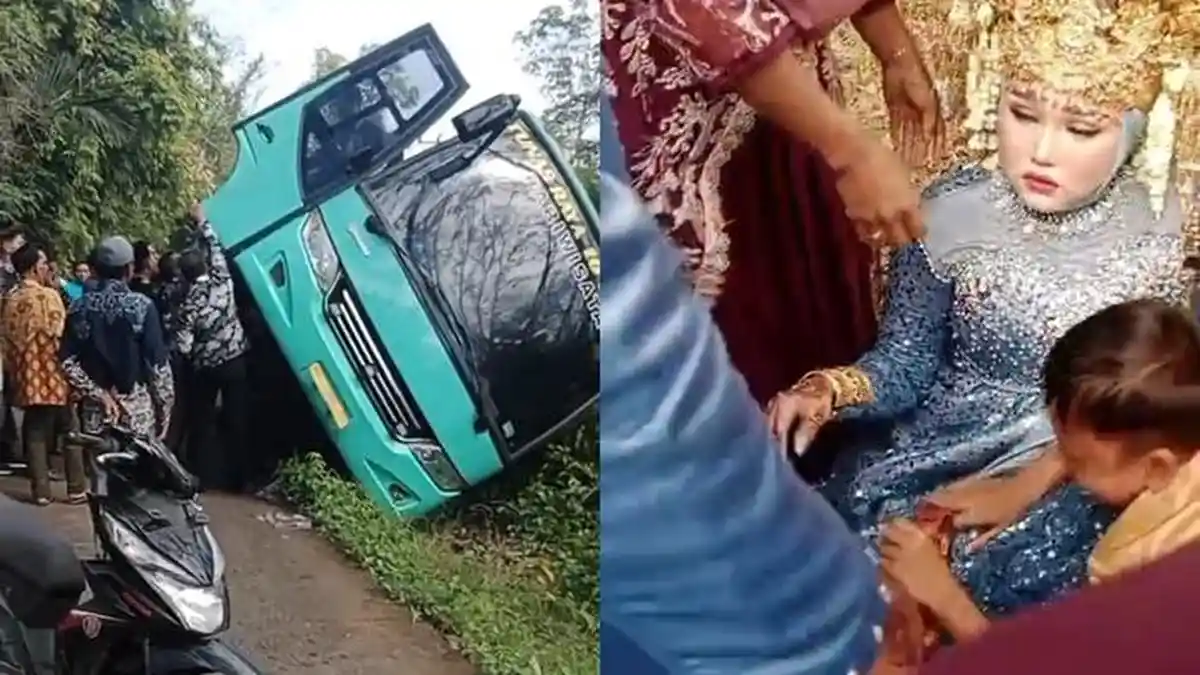 Detik-Detik Cemas Bus Pengantin Terperosok di PALI, Pengantin Selamatkan Diri Lewat Jendela
