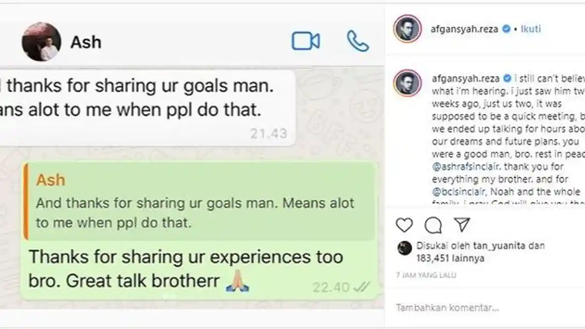 Isi Percakapan Afgan Bersama Ashraf Sinclair, Sempat Curhat Empat Mata Soal Masa Depan