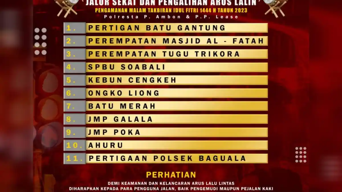11 Titik Jalan di Ambon Disekat saat Malam Takbiran, Ini Daftarnya