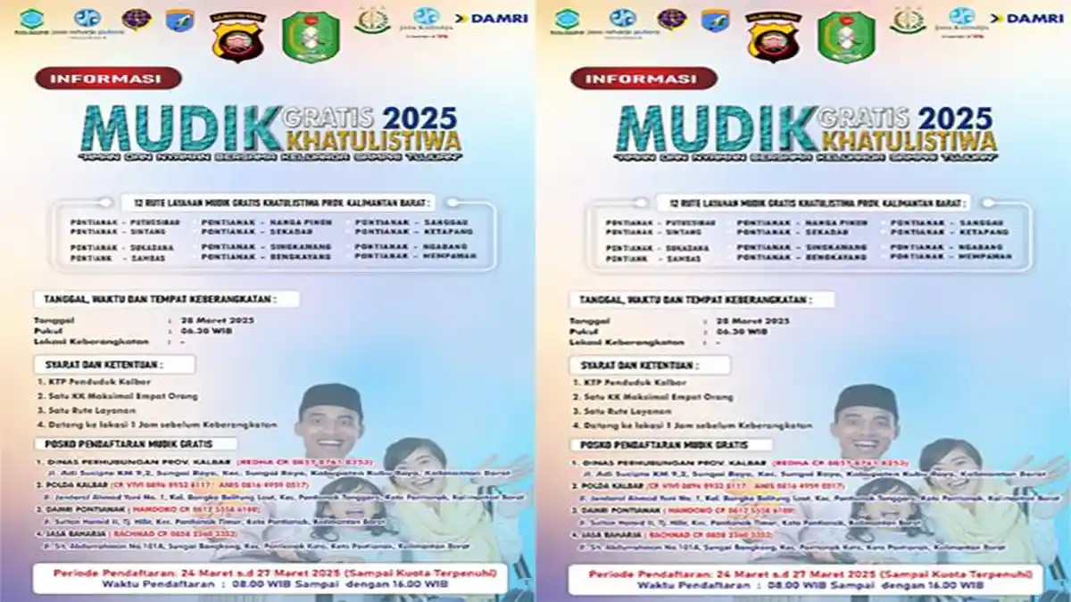 Mudik Gratis Khatulistiwa Kembali di 2025, Catat Tanggal dan Cara Daftarnya Sekarang Juga