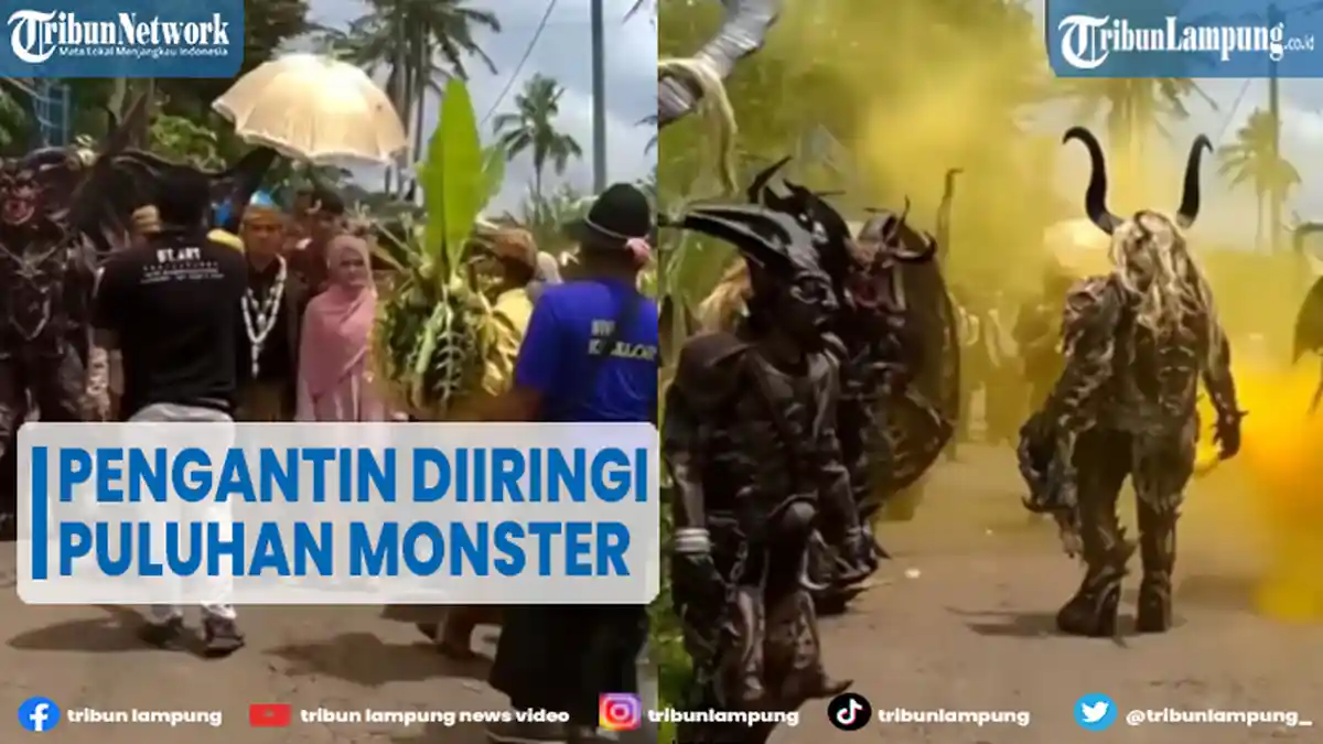 Viral Pengantin Diiringi Rombongan Monster Seram Ala Acara Karnaval