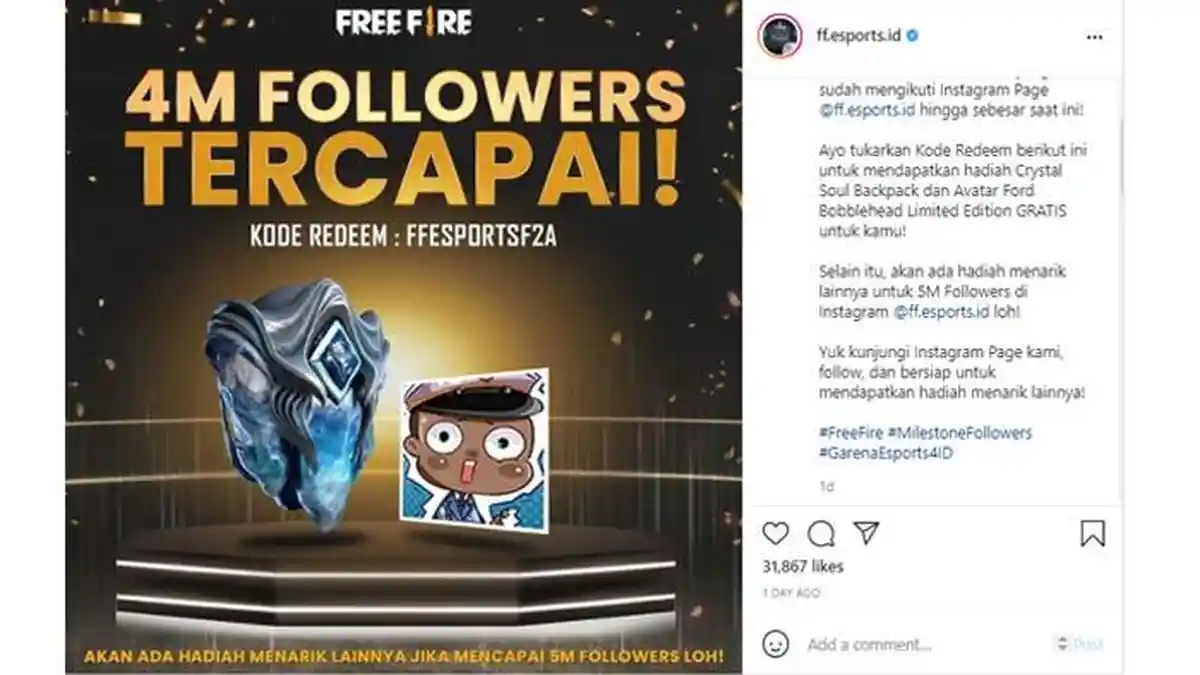 KODE Redeem FF Terbaru 21 Juni 2021, Ini Cara Tukar Kode Redeem Free Fire