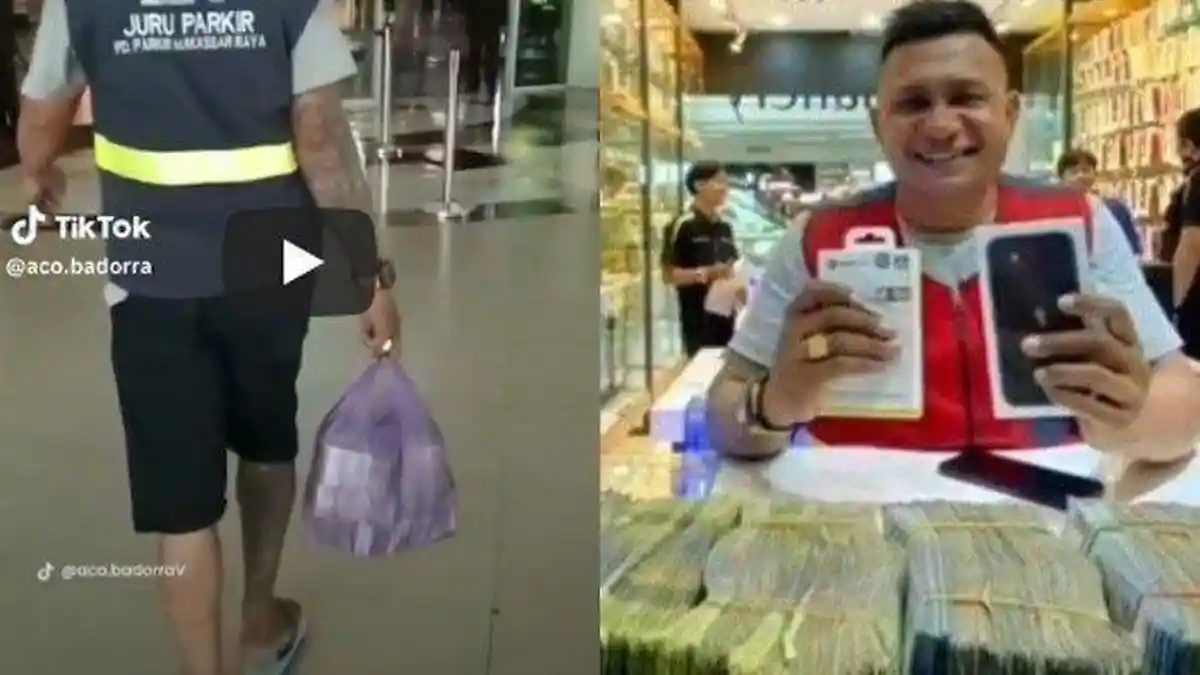 'Nabung 6 Bulan', Kisah Juru Parkir di Makassar Beli iPhone, Bawa Uang Dalam Kresek Pecahan Rp 2000
