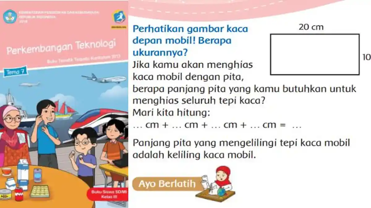 Kunci Jawaban Tema 7 Kelas 3 K13 Halaman 176, Menghitung Keliling Kaca Depan Mobil