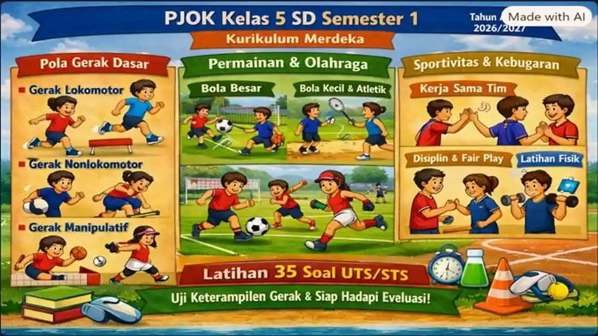 35 Soal UTS/STS PJOK Kelas 5 SD Semester 1 Kurikulum Merdeka, Soal ...