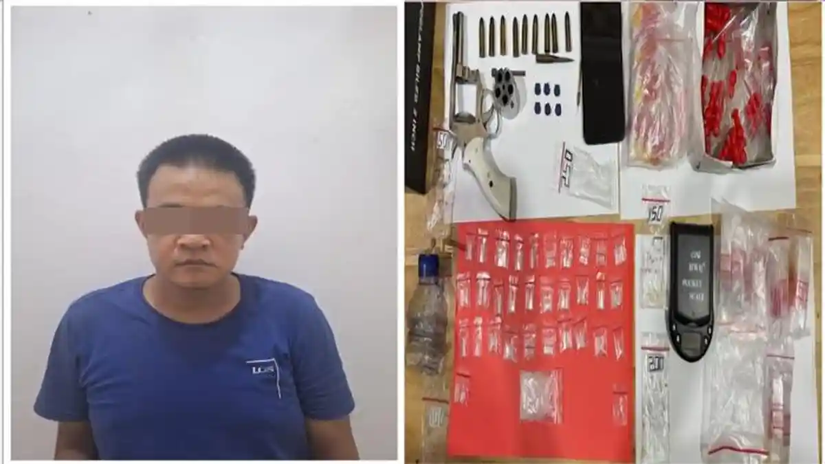 Jagoan Cempaka OKU Timur Inisial HS Digerebek, Polisi Temukan Pistol dan Paket Narkoba Siap Jual