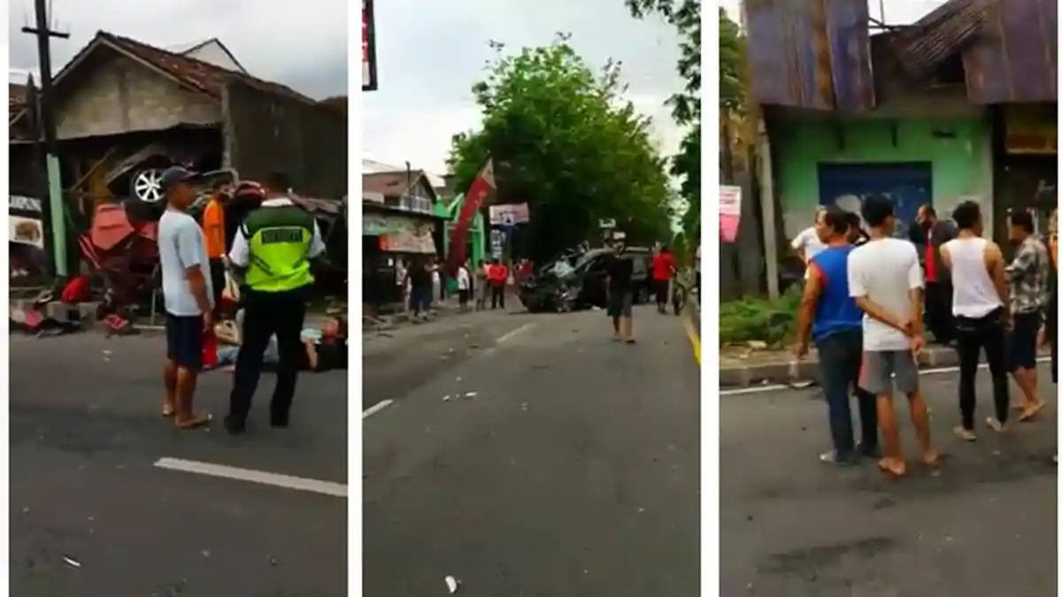 KRONOLOGI Kecelakaan di Jalan Magelang, Sleman : Mobilio Melayang, Para Penumpang Terkapar