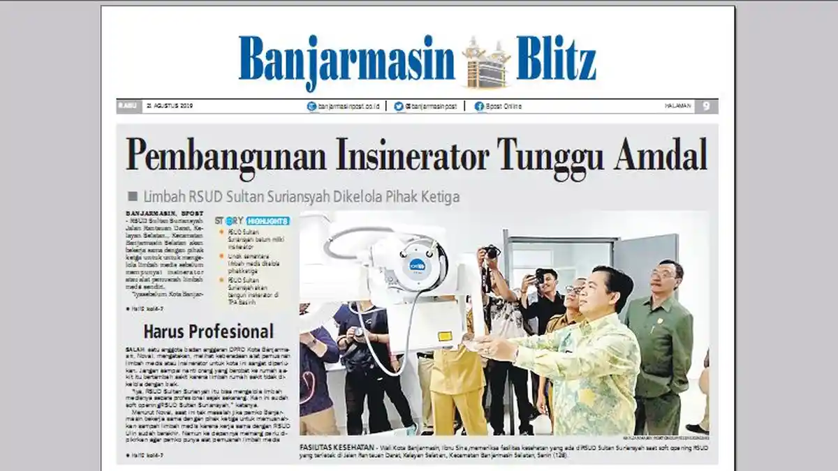 Soft Opening, RSUD Sultan Suriansyah Akan Gandeng Pihak Ketiga Kelola Limbah Medis
