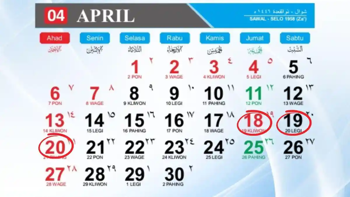 Kalender April 2025: Long Weekend Wafat Yesus Kristus, Cek Jadwal Libur Nasional dan Akhir Pekan