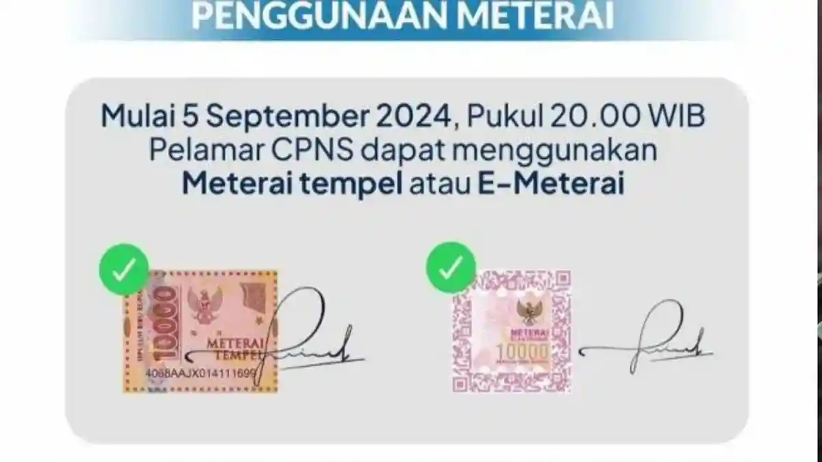 Contoh Cara Pasang Meterai Tempel dan Tanda Tangan yang Benar untuk Pendaftaran CPNS 2024