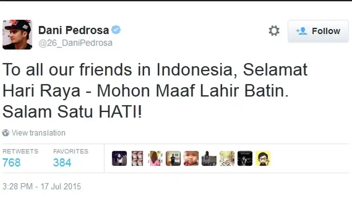 Dani Pedrosa Ucapkan Selamat Lebaran untuk Indonesia