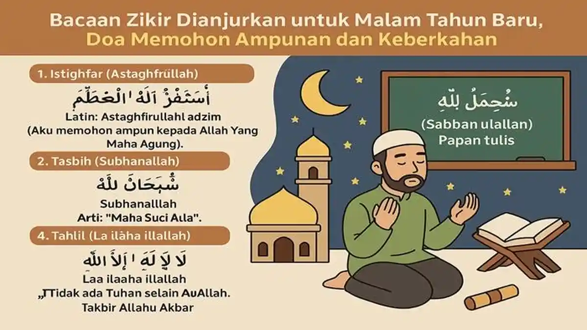 Bacaan Zikir Malam Tahun Baru 2026, Jadi Doa Memohon Ampunan dan Keberkahan di Awal Tahun