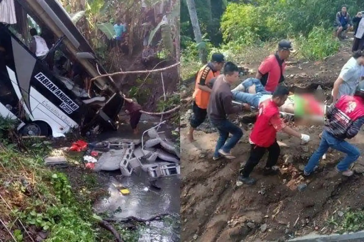 Kronologi Kecelakaan Bus Rombongan Guru TK asal Tulungagung di Blitar, Penumpang Menumpuk di Kemudi