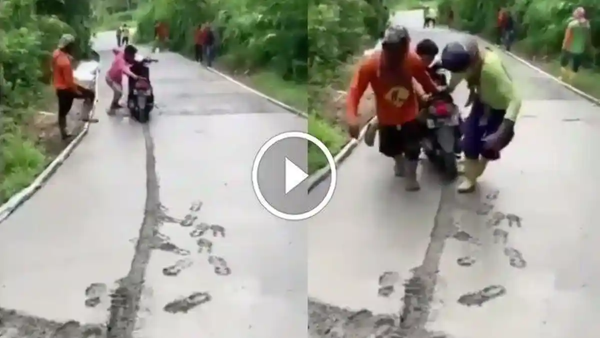VIRAL Pengendara Motor Terabas Jalan yang Baru Dicor, Padahal Sudah Ada Rambu : Gak Lihat Pak