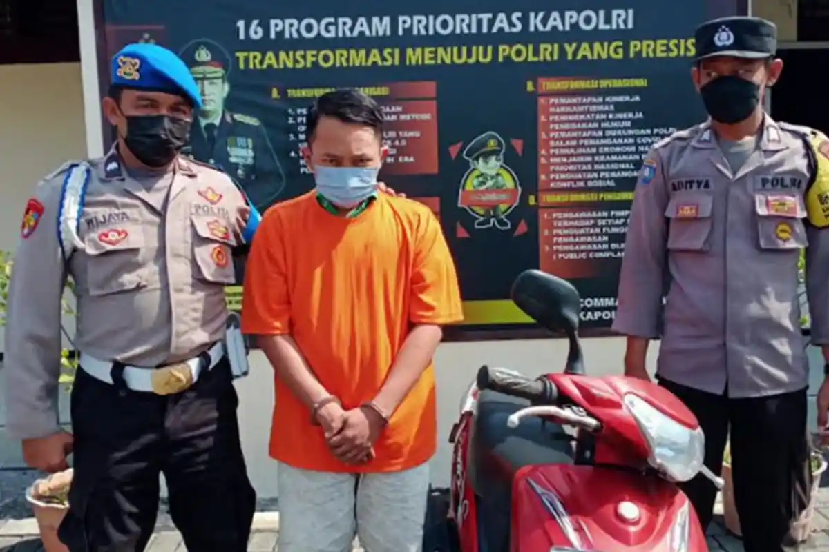 Maling Apes, Ditinggal Rekannya saat Disamperi Polisi, Mau Ikut Kabur Tapi Motor Curian Mogok