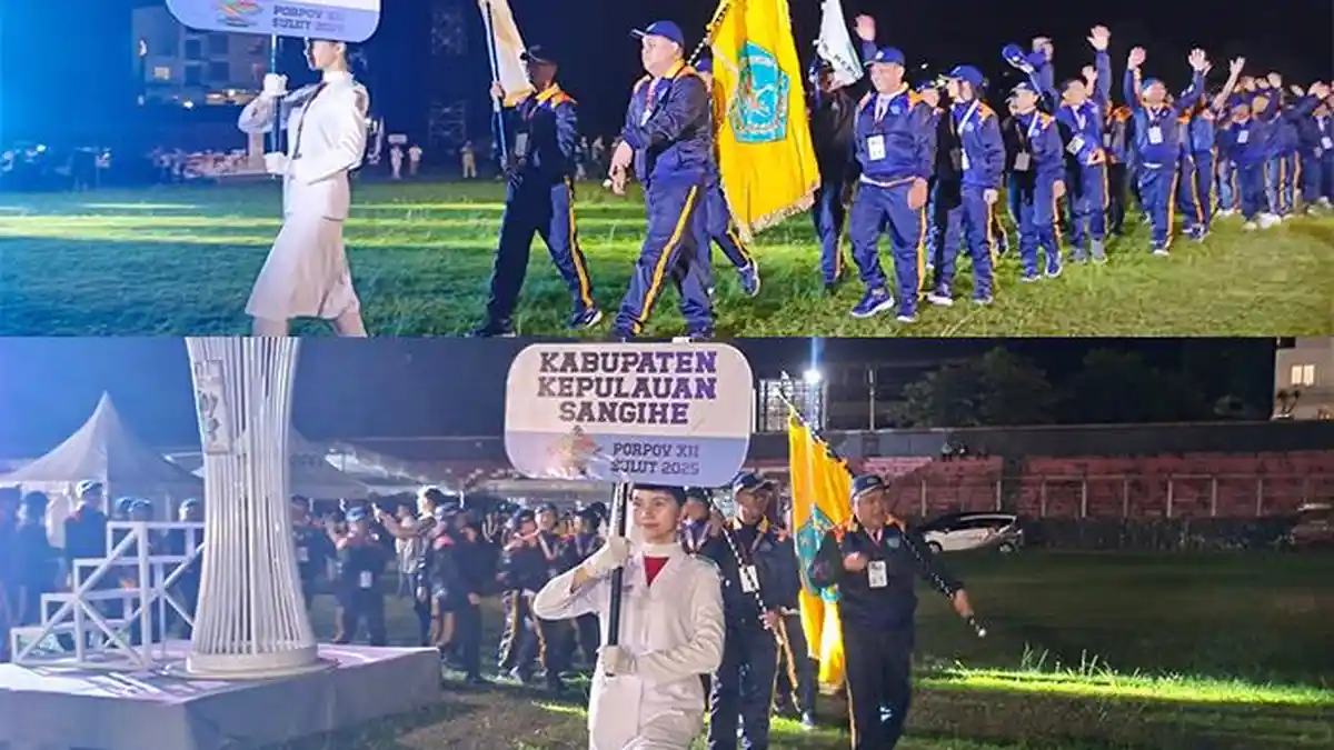 Wakil Bupati Tendris Bulahari Pimpin Kontingen Sangihe di Pembukaan Porprov Sulut XII 2025 