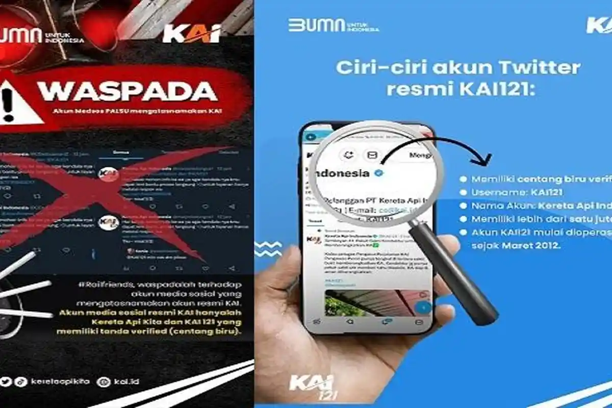 Waspada Penipuan! Muncul Akun Palsu di Twitter, PT KAI: Akun Resmi Ada Centang Biru