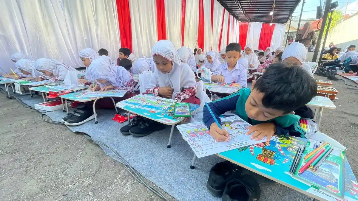 200an Siswa di Medan Antusias Ikuti Lomba Mewarnai Pertamina Enduro Nusantara Bicara