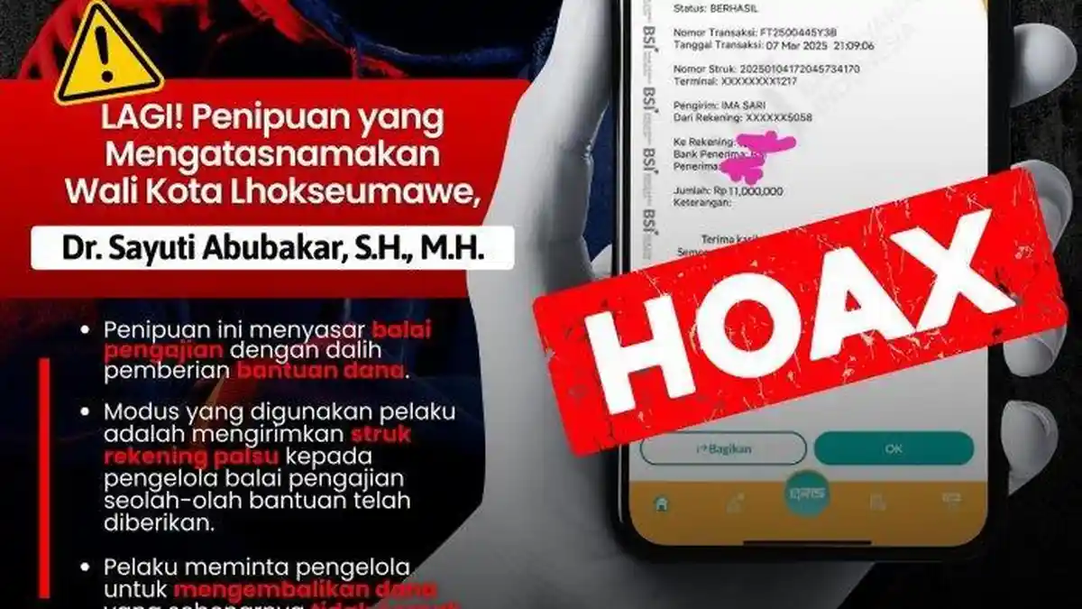 Waspada! Penipuan Modus Bantuan Wali Kota Lhokseumawe Sasar Balai Pengajian