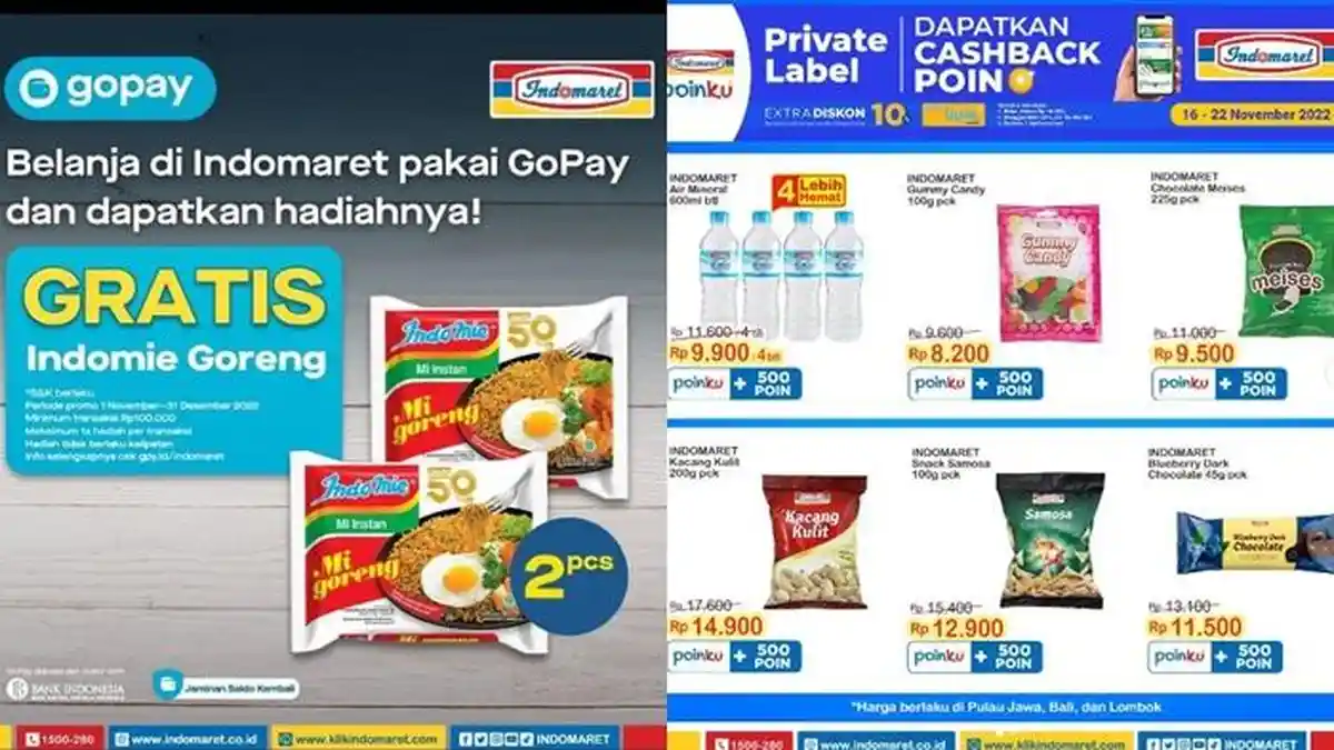 Promo Indomaret Hari ini Senin 21 November 2022, Bayar Pakai GoPay Gratis 2 Mie Instan