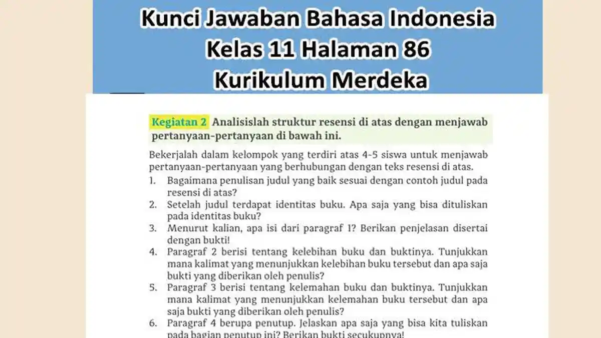 Kunci Jawaban Bahasa Indonesia Kelas 11 Halaman 86 Kurikulum Merdeka ...