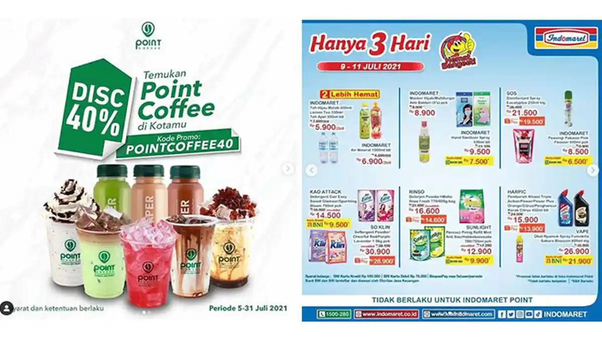 PROMO Indomaret Hari Ini & Besok 10 Juli 2021: Point Coffee Diskon 40%, Pembalut Charm Rp13.900