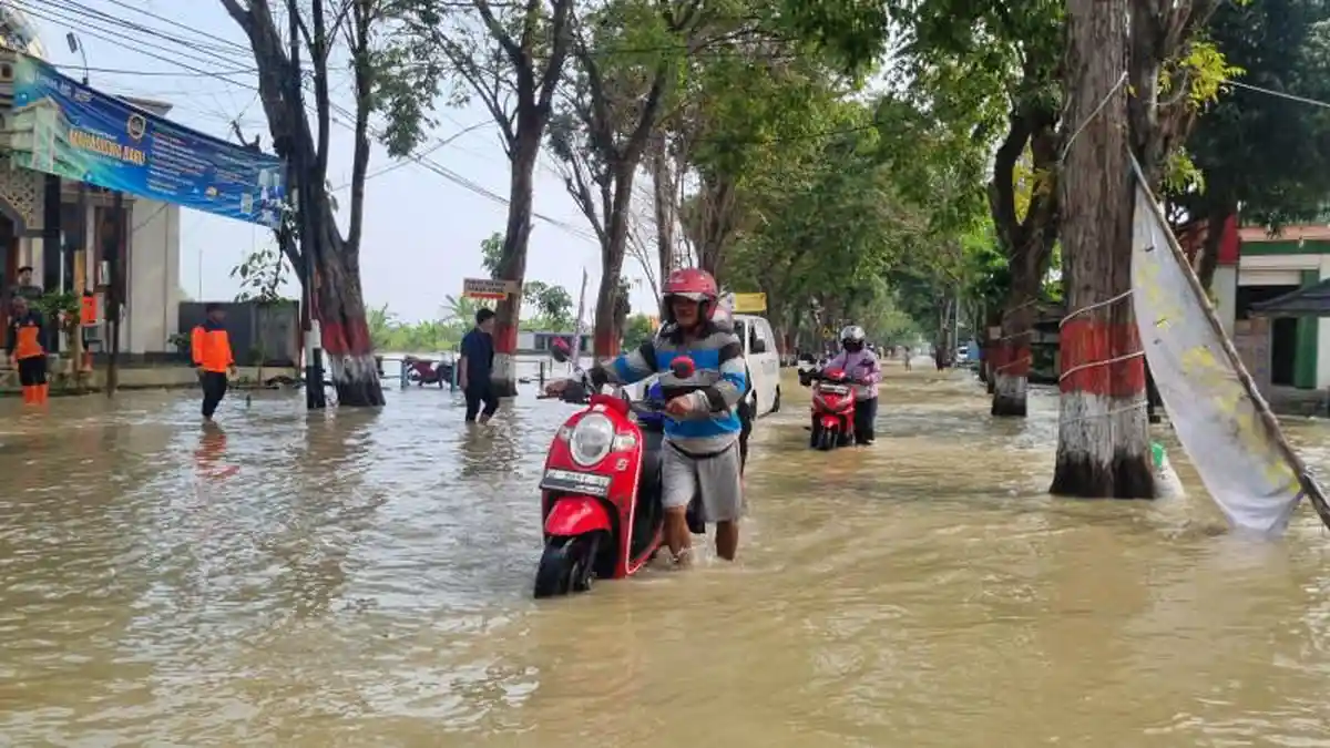 Banjir Luapan Kali Lamong Masih Melanda Gresik, Pegawai Dishub Terseret Arus