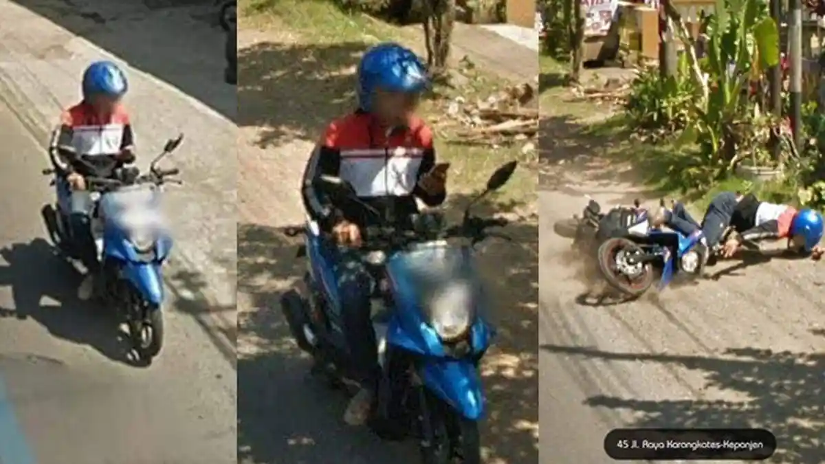 VIRAL Naik Motor Sambil Main HP, Detik-detik Kecelakaan di Malang Ini Terekam Google Street View