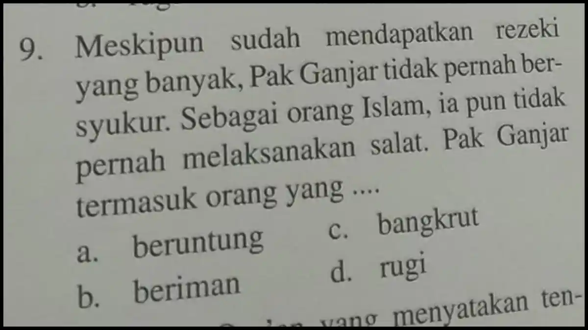 Heboh Nama Pak Ganjar Jadi Soal Pilihan Ganda Buku Anak SD, Disebut Beragama Islam Tak Pernah Salat