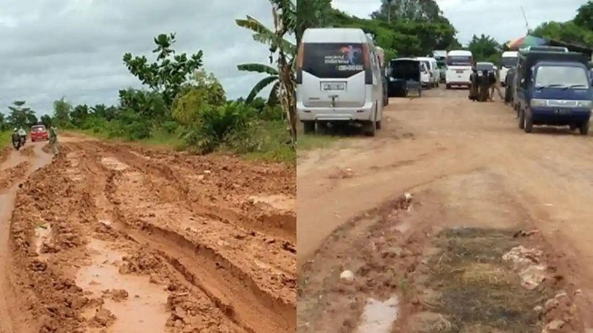 Akses Menuju Makam Datu Qabul di Desa Baulin Tapin Kalsel Berlumpur