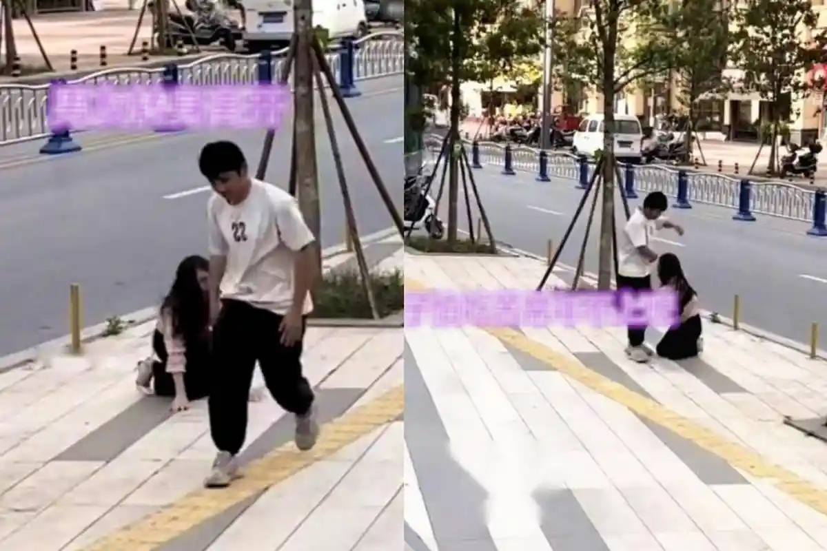 Adegan Wanita Sujud-sujud di Depan Pria, Ternyata Tak Mau Diputus Pacar, Memohon Sampai Berlutut