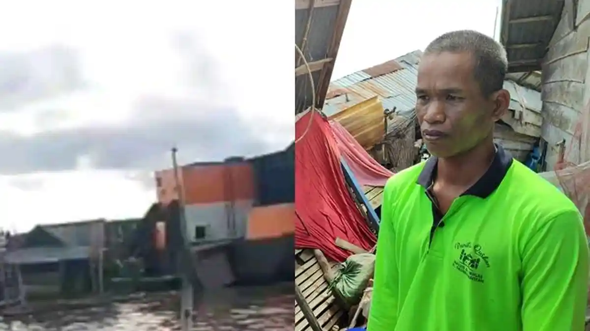 Sudirman Pasrah, Rumahnya Hancur Ditabrak Kapal Tongkang Batubara di Palembang, Perahunya Tenggelam