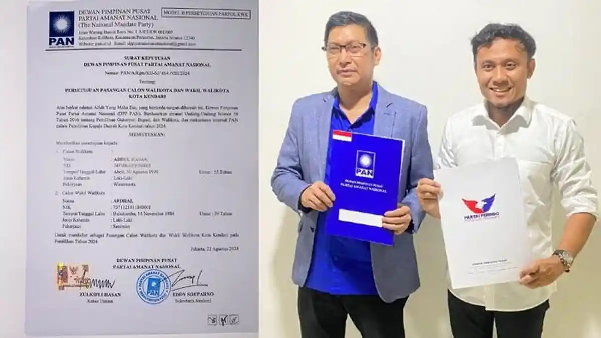 Pasangan Abdul Razak-Afdhal Terima Rekomendasi B1-KWK PAN Maju di Pilkada Kendari 2024