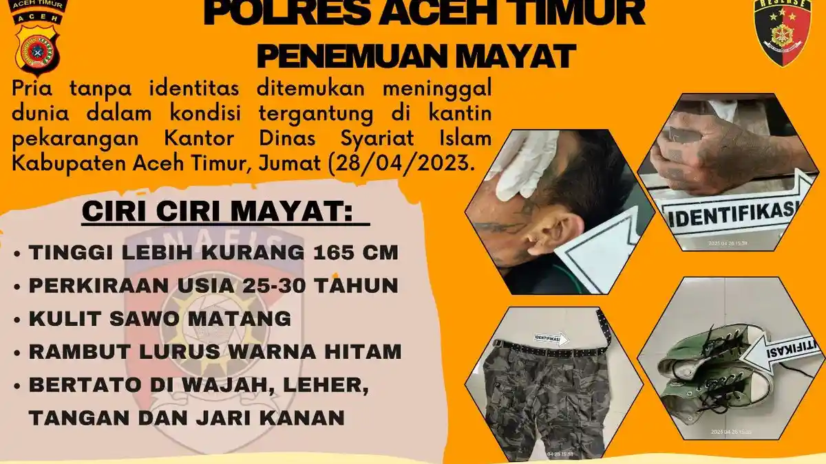 Ciri-ciri Jasad Pria yang Ditemukan Meninggal Gantung Diri di Aceh Timur, Adakah Kerabat Anda?
