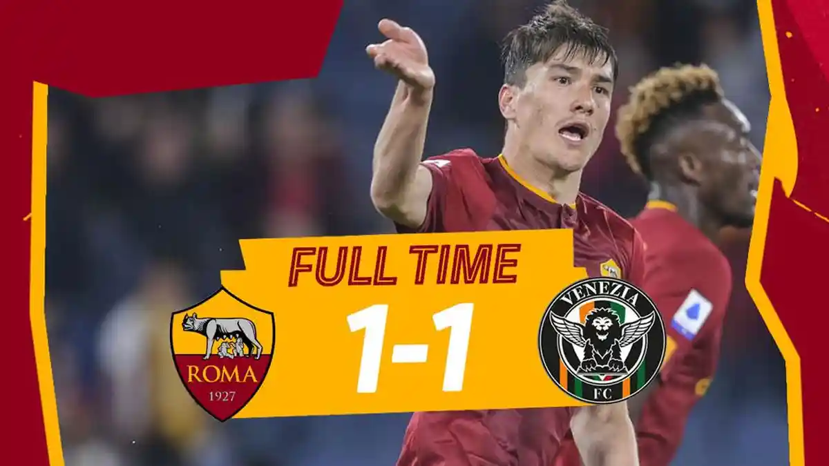 Hasil AS Roma vs Venezia, Gol David Okereke Dibalas Gol Eldor Shomurodov, AS Roma Imbang