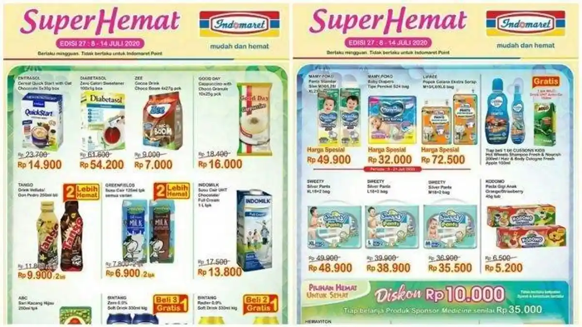 Promo Belanja di Indomaret, Beli 2 Gratis 1, Harga Heboh hingga Super Hemat Periode 8-14 Juli 2020