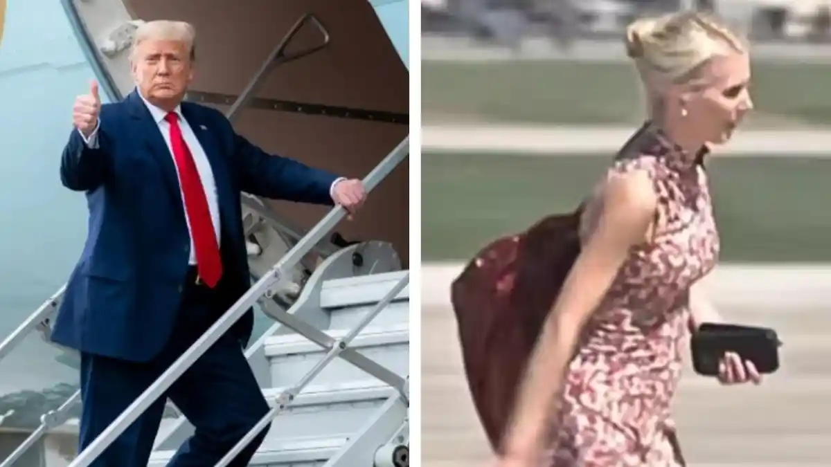 Sosok Wanita Bertas Merah Susul Trump Naik Air Force One, Natalie Harp